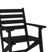 Tolleson Commercial Grade Adirondack Dining Chair with Fold Out Cup Holder, Weather Resistant Recycled HDPE Adirondack Chair in Black, LE-HMP-2037-10-BLK-GG