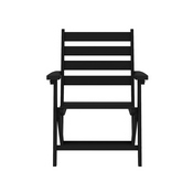 Tolleson Commercial Grade Adirondack Dining Chair with Fold Out Cup Holder, Weather Resistant Recycled HDPE Adirondack Chair in Black, LE-HMP-2037-10-BLK-GG