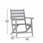 Tolleson Commercial Grade Adirondack Dining Chair with Fold Out Cup Holder, Weather Resistant Recycled HDPE Adirondack Chair in Gray, LE-HMP-2037-10-GRY-GG