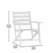 Tolleson Commercial Grade Adirondack Dining Chair with Fold Out Cup Holder, Weather Resistant Recycled HDPE Adirondack Chair in White, LE-HMP-2037-10-WHT-GG