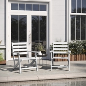 Tolleson Commercial Grade Adirondack Dining Chair with Fold Out Cup Holder, Weather Resistant Recycled HDPE Adirondack Chair in White, LE-HMP-2037-10-WHT-GG