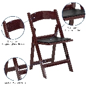 HERCULES Series 1000 lb. Capacity Red Mahogany Resin Folding Chair with Black Vinyl Padded Seat, LE-L-1-MAH-GG