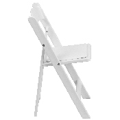 Kids White Resin Folding Chair with White Vinyl Padded Seat, LE-L-1K-GG