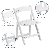 Kids White Resin Folding Chair with White Vinyl Padded Seat, LE-L-1K-GG