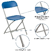 HERCULES Series 650 lb. Capacity Premium Blue Plastic Folding Chair, LE-L-3-BLUE-GG