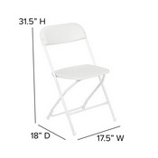 HERCULES Series 650 lb. Capacity Premium White Plastic Folding Chair, LE-L-3-WHITE-GG