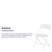 HERCULES Series 650 lb. Capacity Premium White Plastic Folding Chair, LE-L-3-WHITE-GG