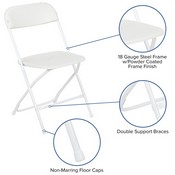 HERCULES Series 650 lb. Capacity Premium White Plastic Folding Chair, LE-L-3-WHITE-GG