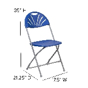 HERCULES Series 650 lb. Capacity Blue Plastic Fan Back Folding Chair, LE-L-4-BL-GG