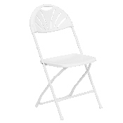 HERCULES Series 650 lb. Capacity White Plastic Fan Back Folding Chair, LE-L-4-WHITE-GG