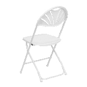 HERCULES Series 650 lb. Capacity White Plastic Fan Back Folding Chair, LE-L-4-WHITE-GG