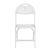 HERCULES Series 650 lb. Capacity White Plastic Fan Back Folding Chair, LE-L-4-WHITE-GG