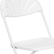 HERCULES Series 650 lb. Capacity White Plastic Fan Back Folding Chair, LE-L-4-WHITE-GG