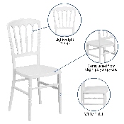 HERCULES Series White Resin Stacking Napoleon Chair, LE-L-MON-WH-GG