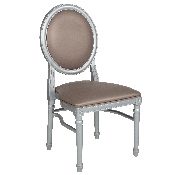 HERCULES Series 900 lb. Capacity King Louis Chair with Taupe Vinyl Back and Seat and Silver Frame, LE-S-T-MON-GG