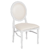 HERCULES Series 900 lb. Capacity King Louis Chair with White Vinyl Back and Seat and White Frame, LE-W-W-MON-GG
