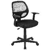 Flash Fundamentals Mid-Back Black Mesh Swivel Ergonomic Task Office Chair with Arms, BIFMA Certified, LF-118P-T-BK-GG