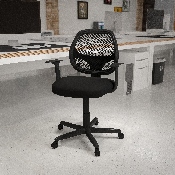 Flash Fundamentals Mid-Back Black Mesh Swivel Ergonomic Task Office Chair with Arms, BIFMA Certified, LF-118P-T-BK-GG