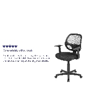 Flash Fundamentals Mid-Back Black Mesh Swivel Ergonomic Task Office Chair with Arms, BIFMA Certified, LF-118P-T-BK-GG