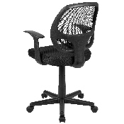 Flash Fundamentals Mid-Back Black Mesh Swivel Ergonomic Task Office Chair with Arms, BIFMA Certified, LF-118P-T-BK-GG