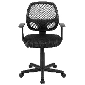 Flash Fundamentals Mid-Back Black Mesh Swivel Ergonomic Task Office Chair with Arms, BIFMA Certified, LF-118P-T-BK-GG