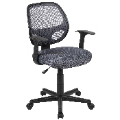 Flash Fundamentals Mid-Back Gray Mesh Swivel Ergonomic Task Office Chair with Arms, BIFMA Certified, LF-118P-T-GY-GG