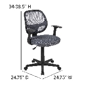 Flash Fundamentals Mid-Back Gray Mesh Swivel Ergonomic Task Office Chair with Arms, BIFMA Certified, LF-118P-T-GY-GG