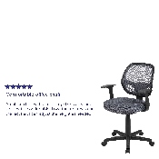 Flash Fundamentals Mid-Back Gray Mesh Swivel Ergonomic Task Office Chair with Arms, BIFMA Certified, LF-118P-T-GY-GG