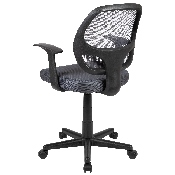 Flash Fundamentals Mid-Back Gray Mesh Swivel Ergonomic Task Office Chair with Arms, BIFMA Certified, LF-118P-T-GY-GG