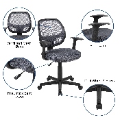 Flash Fundamentals Mid-Back Gray Mesh Swivel Ergonomic Task Office Chair with Arms, BIFMA Certified, LF-118P-T-GY-GG