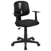 Flash Fundamentals Mid-Back Black Mesh Swivel Task Office Chair with Pivot Back and Arms, BIFMA Certified, LF-134-A-BK-GG