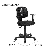 Flash Fundamentals Mid-Back Black Mesh Swivel Task Office Chair with Pivot Back and Arms, BIFMA Certified, LF-134-A-BK-GG