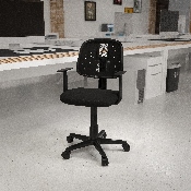 Flash Fundamentals Mid-Back Black Mesh Swivel Task Office Chair with Pivot Back and Arms, BIFMA Certified, LF-134-A-BK-GG