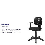Flash Fundamentals Mid-Back Black Mesh Swivel Task Office Chair with Pivot Back and Arms, BIFMA Certified, LF-134-A-BK-GG