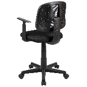 Flash Fundamentals Mid-Back Black Mesh Swivel Task Office Chair with Pivot Back and Arms, BIFMA Certified, LF-134-A-BK-GG