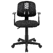Flash Fundamentals Mid-Back Black Mesh Swivel Task Office Chair with Pivot Back and Arms, BIFMA Certified, LF-134-A-BK-GG