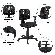 Flash Fundamentals Mid-Back Black Mesh Swivel Task Office Chair with Pivot Back and Arms, BIFMA Certified, LF-134-A-BK-GG