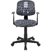 Flash Fundamentals Mid-Back Gray Mesh Swivel Task Office Chair with Pivot Back and Arms, BIFMA Certified, LF-134-A-GY-GG