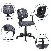 Flash Fundamentals Mid-Back Gray Mesh Swivel Task Office Chair with Pivot Back and Arms, BIFMA Certified, LF-134-A-GY-GG
