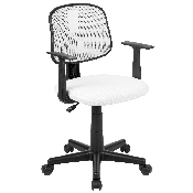 Flash Fundamentals Mid-Back White Mesh Swivel Task Office Chair with Pivot Back and Arms, BIFMA Certified, LF-134-A-WH-GG