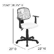Flash Fundamentals Mid-Back White Mesh Swivel Task Office Chair with Pivot Back and Arms, BIFMA Certified, LF-134-A-WH-GG