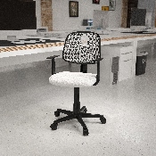 Flash Fundamentals Mid-Back White Mesh Swivel Task Office Chair with Pivot Back and Arms, BIFMA Certified, LF-134-A-WH-GG
