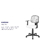 Flash Fundamentals Mid-Back White Mesh Swivel Task Office Chair with Pivot Back and Arms, BIFMA Certified, LF-134-A-WH-GG