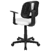 Flash Fundamentals Mid-Back White Mesh Swivel Task Office Chair with Pivot Back and Arms, BIFMA Certified, LF-134-A-WH-GG