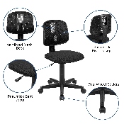 Flash Fundamentals Mid-Back Black Mesh Swivel Task Office Chair with Pivot Back, BIFMA Certified, LF-134-BK-GG