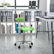 Vibrant Apple Green and Chrome Swivel Task Office Chair with Tractor Seat, LF-214-APPLEGREEN-GG