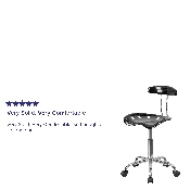 Vibrant Black and Chrome Swivel Task Office Chair with Tractor Seat, LF-214-BLK-GG