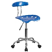 Vibrant Bright Blue and Chrome Swivel Task Office Chair with Tractor Seat, LF-214-BRIGHTBLUE-GG