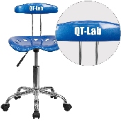Personalized Vibrant Bright Blue and Chrome Swivel Task Office Chair with Tractor Seat, LF-214-BRIGHTBLUE-TXTEMB-VYL-GG