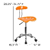 Vibrant Orange and Chrome Swivel Task Office Chair with Tractor Seat, LF-214-ORANGEYELLOW-GG